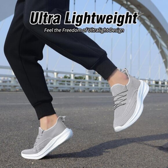⚡Men LightGray Fashion Mesh Non Slip Lightweight Workout Breathable Gym Sneakers - Picture 6 of 6